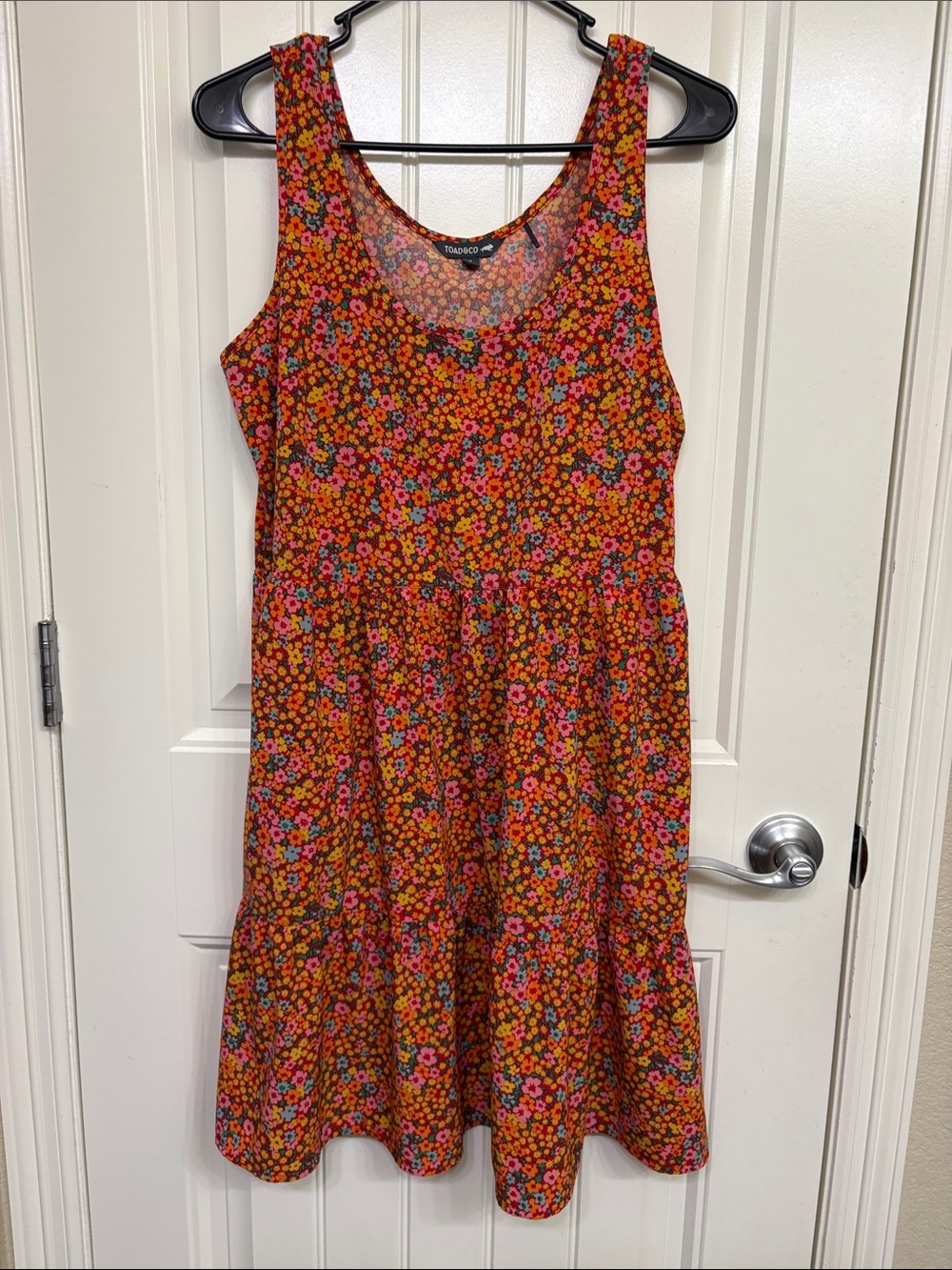 Toad&Co Orange Floral Tank Dress with Pink and Blue Accents Summer